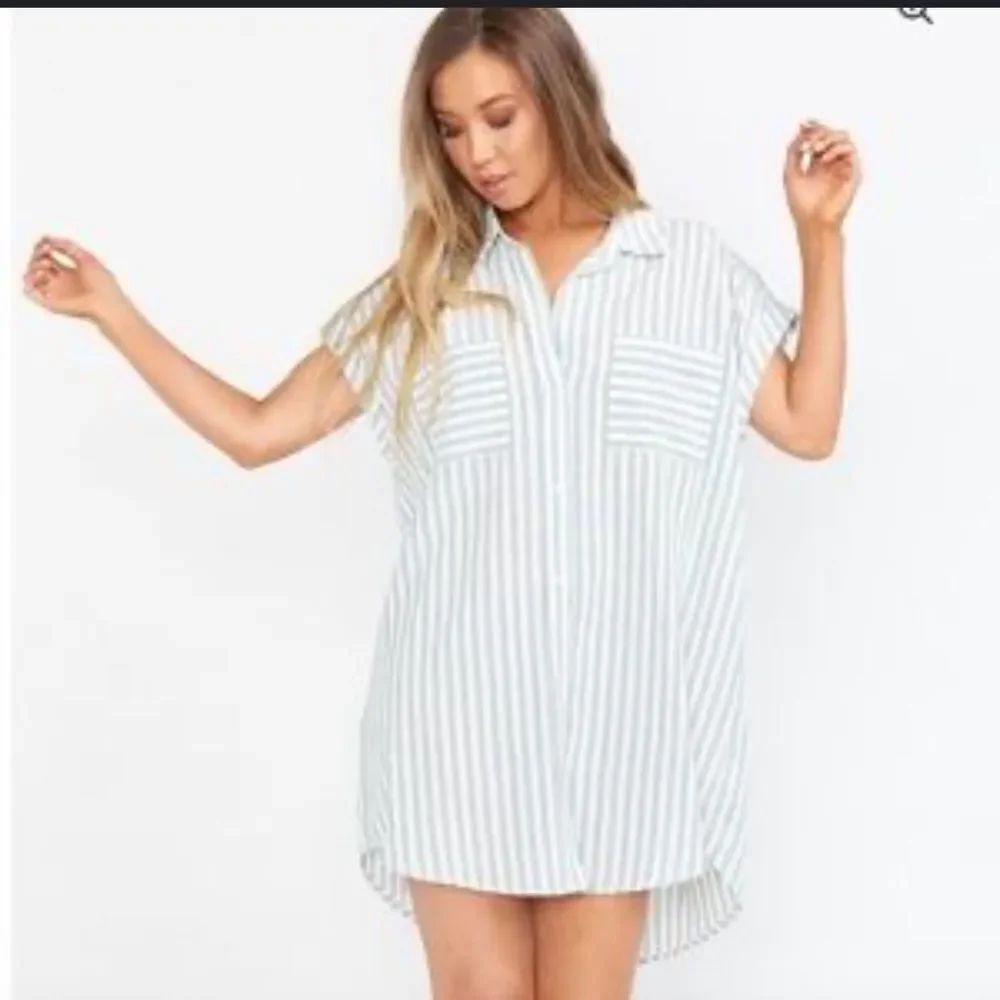 Show Me Your Mumu Blue and White Striped Shirtdress / coverup Small